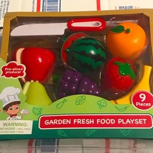 Relist Gourmet Play Garden Fresh Fruit Food Toy With Crate Playset 9 Pieces New